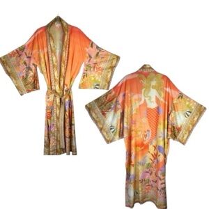 For Love Bell Mermaid Kimono Robe Small Coral Boho Maxi Cover Up
